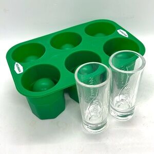 Lot of Hornitos Silicone Shot Glass Ice Freezer Mold 6-Cavity + 2 Shot Glasses